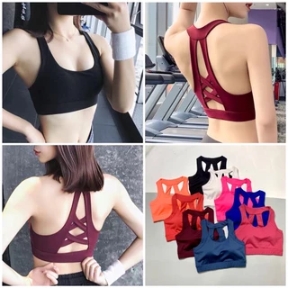 Áo Bra Thể Thao Tập Gym Yoga CY01 Đan Dây Lưng Kèm Mút Vải Thun Lạnh Co Giãn Nâng Ngực Tốt