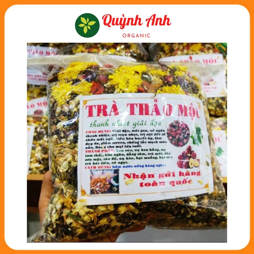 Trà thảo mộc mát gan, thanh nhiệt, điều hòa nội tiết tố gói 0,5kg (Quỳnh Anh Organic) TTM 01