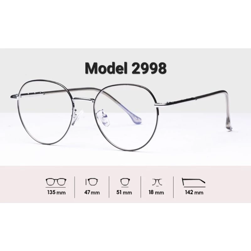 Gọng kính thời trang nam nữ + lắp tròng kính Cận Loạn theo yêu cầu mã 2998