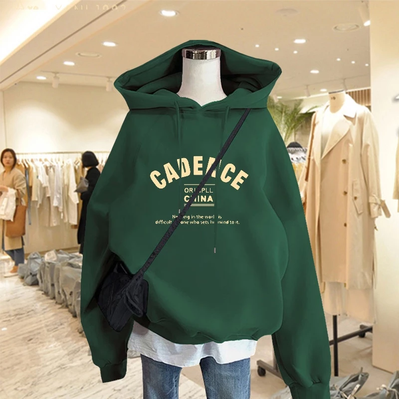 Mẫu Hoodie Nữ HappyFamily Xanh Rêu Hot Trend In Chữ Xinh Xắn CADENCE Chất Nỉ Da Cá Cotton 100 Cao Cấp