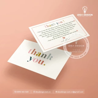 Thiệp Cảm Ơn, Thank you Card cho shop quần áo - Size 9x5.4cm - MẪU COLOR - Giấy C300 - cán màng mờ 2 mặt - iDea Design