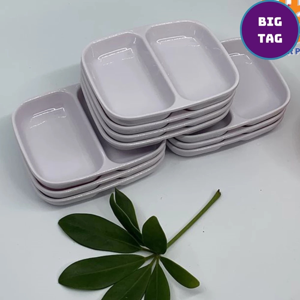 bát đựng đồ chấm 2 ngăn, đĩa chấm 2 ngăn gọn gàng nhựa phíp Việt Nhật 1205