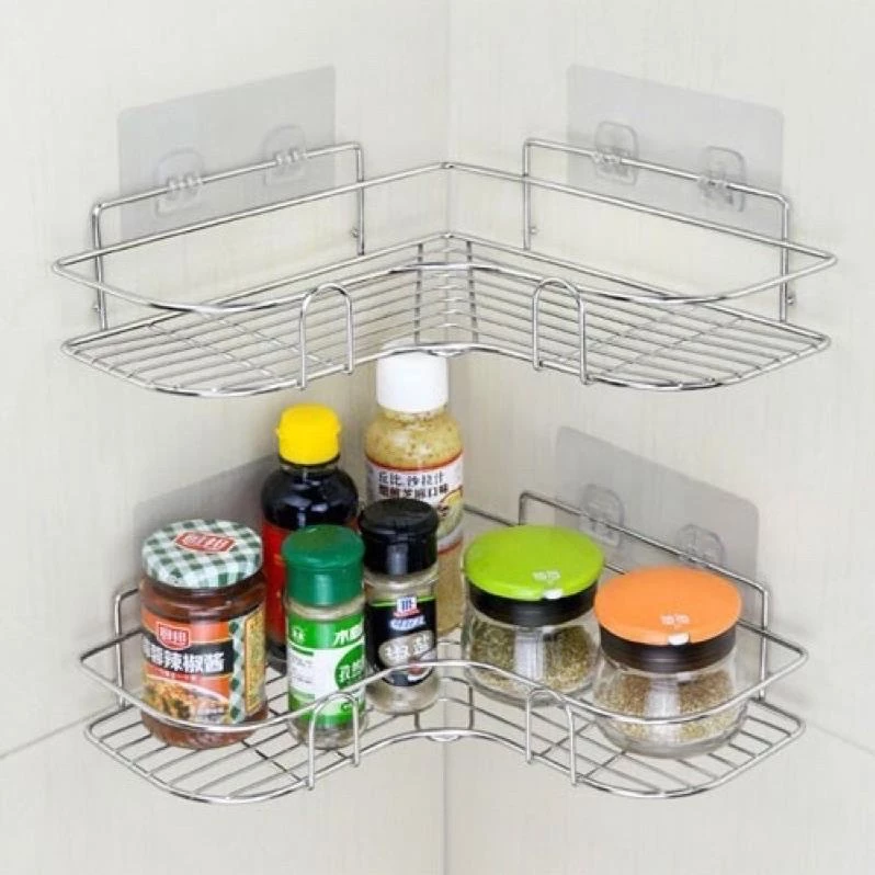 Kệ góc dán tường nhà inox 304 gọn gàng tiện ích