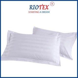 T200 Vỏ Gối RIOTEX Trắng Sọc vải T200 Kích Thước 40x60/50x70cm/30x105cm Loại Có Bèo Và Không Bèo Gia Đình, Khách Sạn