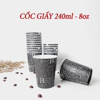 50 chiếc cốc giấy 240ml - 8oz cafe đen NHẬP KHẨU HÀN QUỐC