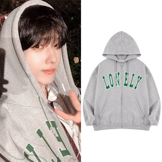 Áo Hoodie Cotton Dáng Rộng Có Khóa Kéo In Chữ KPOP NCT DREAM Jisung Phong Cách Harajuku Đường Phố Giản Dị Dành Cho Nam Nữ