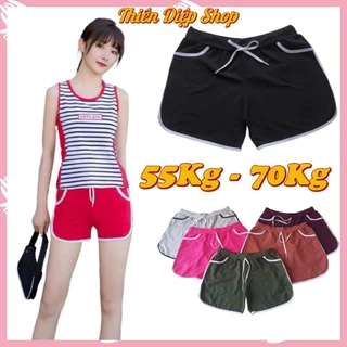 Quần đùi nữ Big size (55kg - 70 Kg) mặc nhà đủ màu, quần short ngắn dây rút thun cotton bốn chiều