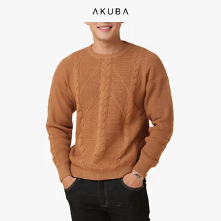 [TRỢ GIÁ] Áo len tay dài cổ tròn Akuba chất liệu len dệt kim mềm mịn, áo nhẹ, thoáng khi 029056