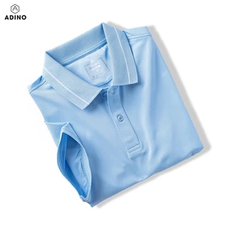 Áo thun nữ có cổ màu xanh biển phối viền ADINO vải polyester cotton mềm không bai xù dáng slimfit hơi ôm trẻ trung APN04