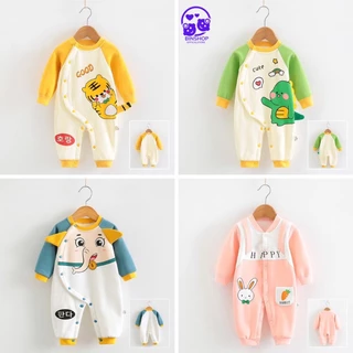 Body nỉ bông cho bé Hình thú ấm áp bộ body cho bé sơ sinh thu đông mẫu áo liền quần, bodysuit cho bé 0-12M