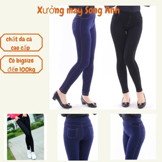 QUẦN LEGGING NỮ vải thun GIẢ JEANS LOẠI CAO CẤP DÀY ĐẸP, quần legging GIẢ BÒ CÓ BIG SIZE ĐẾN 110KG