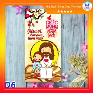 Set 10 Bao Lì Xì Công Giáo mẫu D6 Giesu ơi ở cùng con luôn mãi - Lì xì Tết  - Quà tặng Công Giáo ý nghĩa