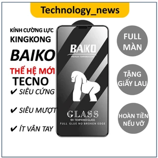 Kính cường lực BAIKO Tecno spark 10/ Pova 4 pro/ Spark go 2023 Spark 9T /7/ 7t /8c /pop 5 lite Full màn hình siêu mượt