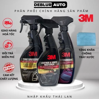 Bộ sản phẩm chăm sóc xe 3M, vệ sinh ghế da, bảo dưỡng nội thất, làm bóng lốp vỏ xe, bóng sơn xe máy, ô tô, nhập Thái Lan