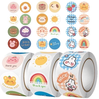 Cuộn 500 miếng dán Sticker hoạt hình ngộ nghĩnh khen thưởng cho bé yêu, nhãn dán tem dán gói hàng, quà tặng Hàng cao cấp