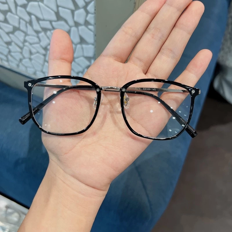 Kính giả cận, Gọng kính cận vuông bầu oversize nhựa phối kim loại 2076 chống ánh sáng xanh, UV400  Jolie eyewear
