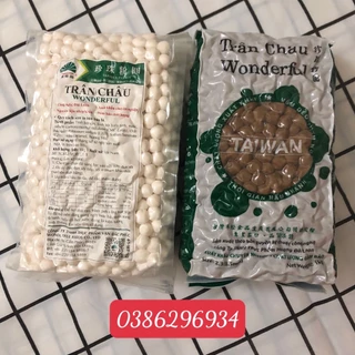 Trân Châu Wonderful Đen Trắng gói 1Kg ( Dẻo dai thơm ngon)- Nguyên liệu làm trà sữa trân châu đường đen