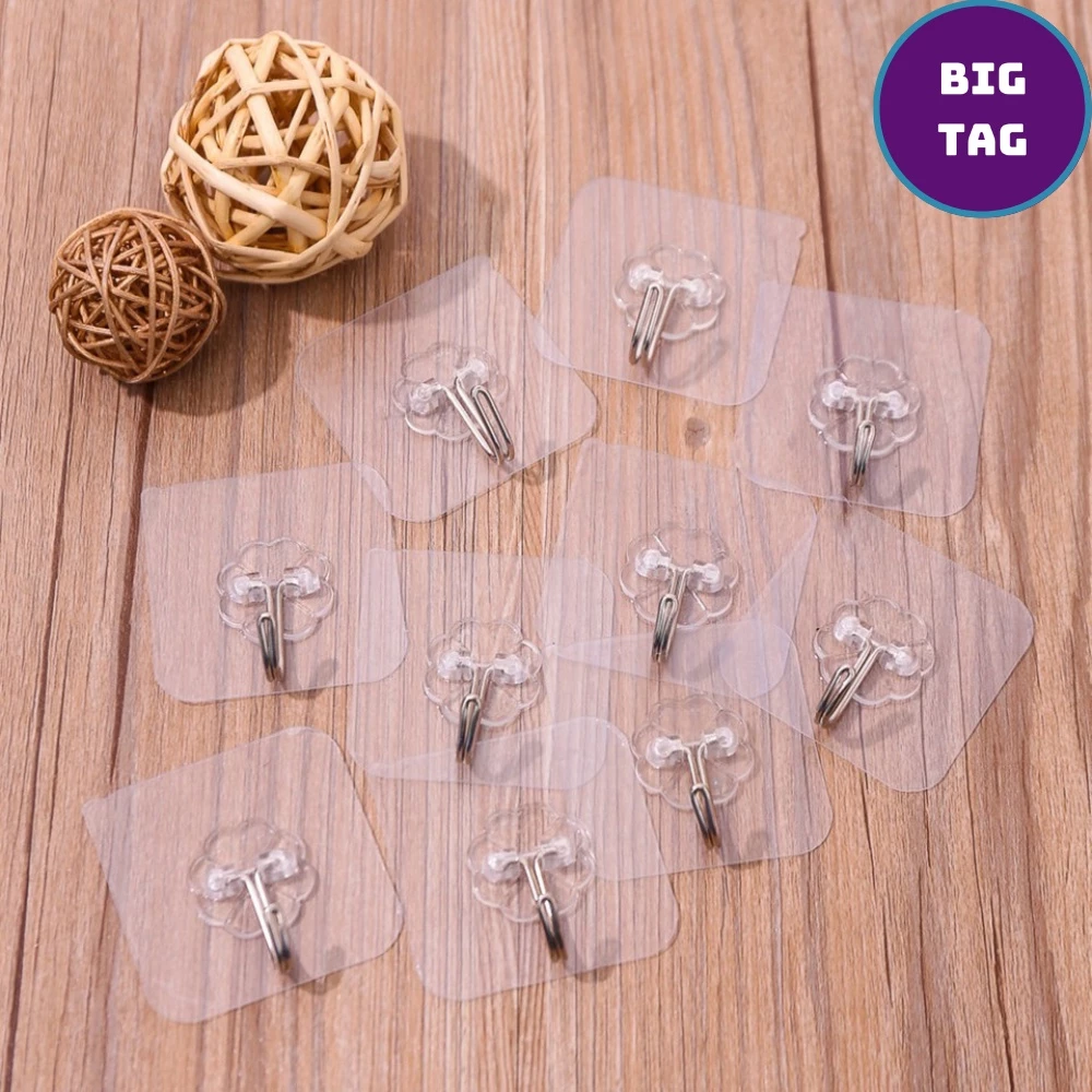 combo 10 móc dán tường siêu chắc, móc dính dán tường trong suốt