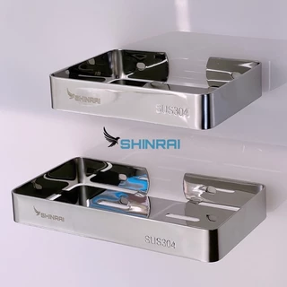 ( Dán Tường ) Khay Đựng Bánh Xà Phòng , Kệ Đựng Xà Bông Nhà Tắm  INOX SUS304 Chính Hãng SHINRAI 18*9.5*2.5 Cm