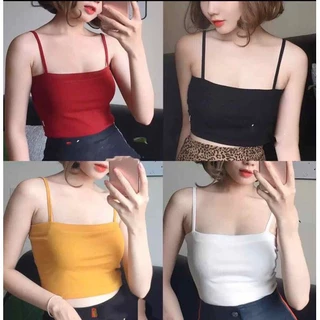 Áo Croptop nữ 2 Dây Thun Gân Thoáng Mát Tạo Dáng Body Gợi Cảm