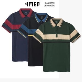 Áo Polo Nam Form Slimfit Stripe Color 4MEN PO083 đẹp, vải cotton cá sấu thoáng mái, co giãn