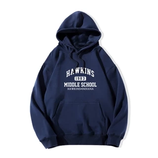 Áo Hoodie Nam HappyFamily Form Rộng In Chữ Hawkins 1983 Middle School Chất Nỉ Da Cá 100 Cao Cấp