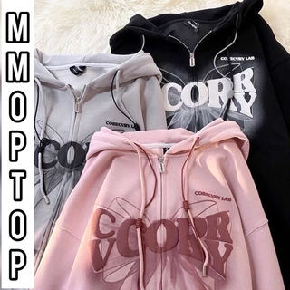 (Hàng Có Sẵn) Corv_Áo Hoodie Zip Áo Khoác Nỉ Lót Bông In Chữ Dập Nổi Hàng Quảng Châu (Ảnh thật tự chụp)