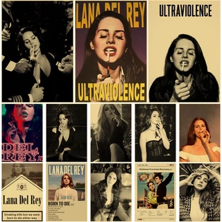 Poster Giấy Kraft Treo Tường Trang Trí Phòng Khách / Quán Bar In Hình Ca Sĩ Lana Del Rey Kiểu Vintage