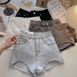 Quần Short Denim Lưng Cao Dáng Ôm Phong Cách Thời Trang Mới 2022