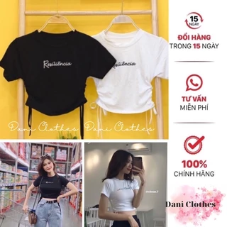 ÁO THUN RÚT DÂY CROPTOP IN CHỮ NHỎ - B0P