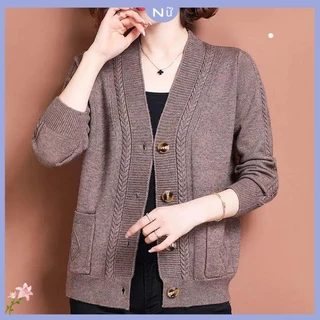 Áo Khoác Cardigan Dệt Kim Dáng Ngắn Thời Trang Xuân Thu 2022 Mới Cho Phụ Nữ Trung Niên