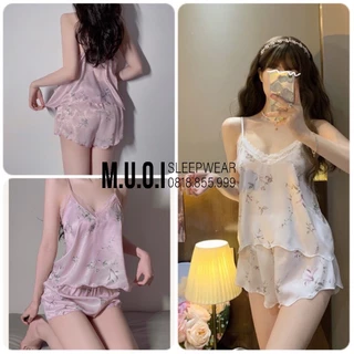 Bộ ngủ sexy hoạ tiết ren hoa gợi cảm, đồ mặc sexy mặc nhà Sx 191