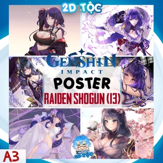 TRANH POSTER A3 RAIDEN SHOGUN GENSHIN IMPACT (13) CHẤT LIỆU GIẤY CAO CẤP - 2D TỘC SHOP