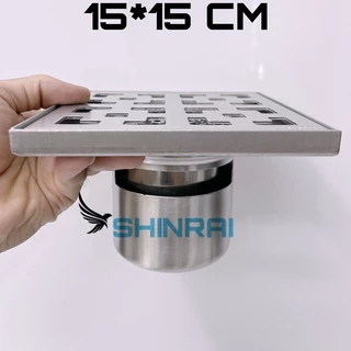 ( 15*15 - INOX SUS304 Tấm Đặc Tân Cổ Điển ) Phễu Thoát Sàn , Ga Thoát Nước Nhà Tắm Chống Mùi Hôi, Chống Côn Trùng