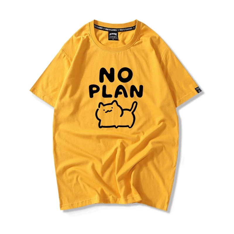 Áo Thun Nữ Tay Lỡ HappyFamily In Hình Chú Mèo Đáng Yêu No Plan Cotton 100 Cao Cấp
