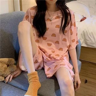 Set đồ bộ ngủ nữ mặc nhà ulzzang pijama mặt gấu vàng DN157 (có ảnh thật)