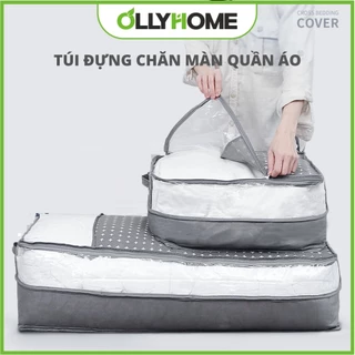 Túi đựng chăn màn quần áo 2 tầng size lớn Ollyhome, Túi đựng chăn màn đa năng chất liệu vải không dệt chống thấm nước