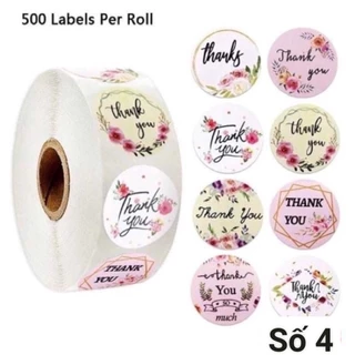 Cuộn 500 sticker nhãn dán Thank you nhiều mẫu, vintage, đơn giản sang xịn