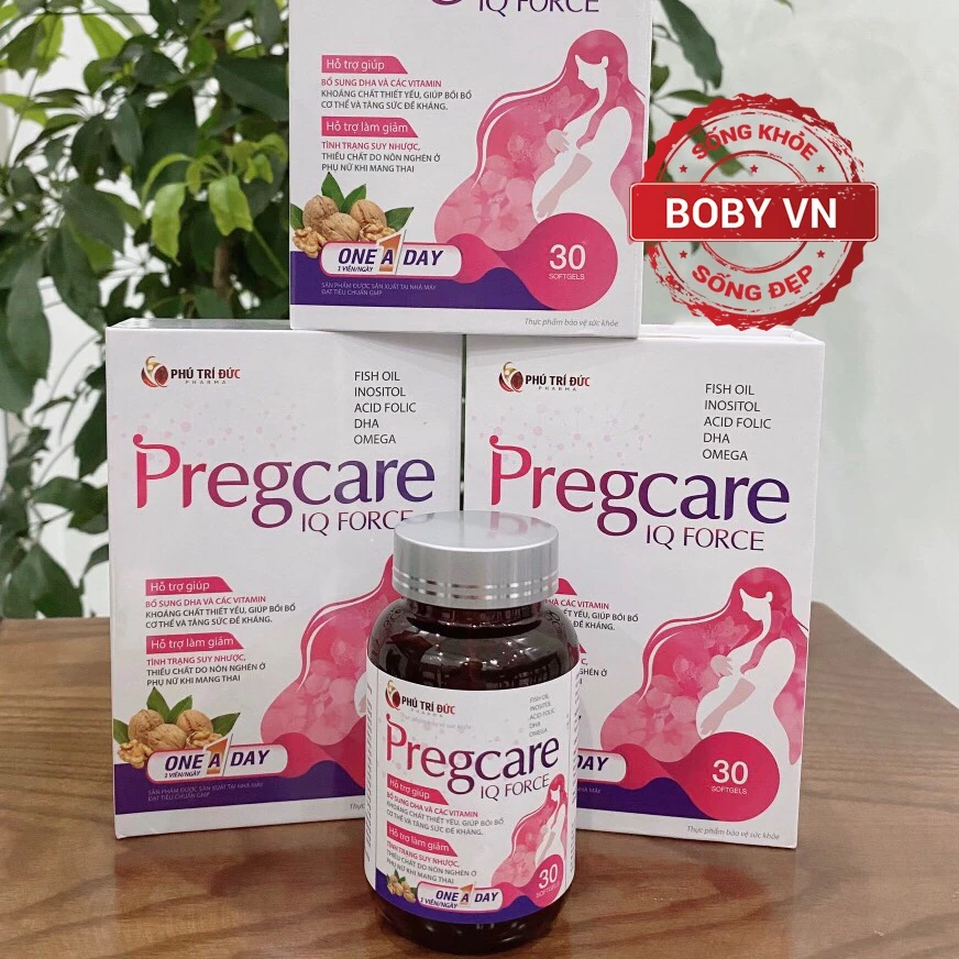 Pregcare IQ Force bổ sung DHA, Omega, EPA, Acid folic, Canxi, Vitamin và khoáng chất cho bà bầu