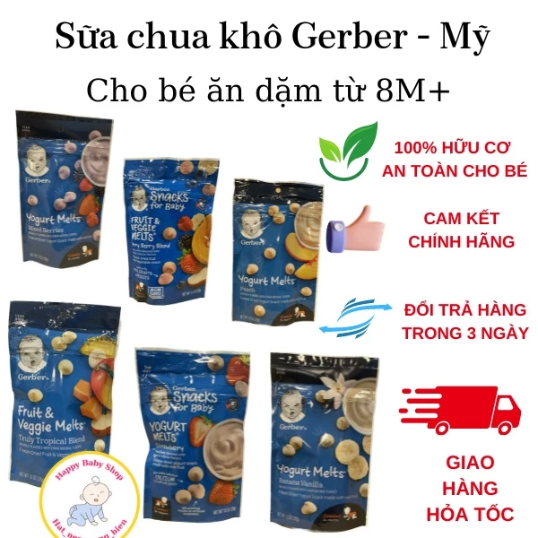 Sữa chua khô Gerber vị hoa quả cho bé từ 8m+