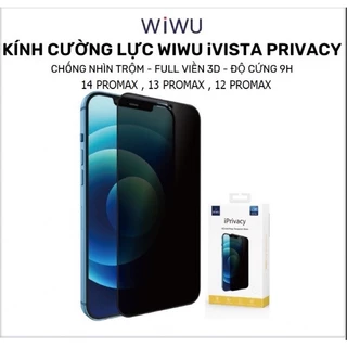 Kính cường lực WIWU chống nhìn trộm cho iPhone 15 Pro Max, 14 Pro Max, 14 Plus, 13 , 12, 11 Full màn hình chính hãng