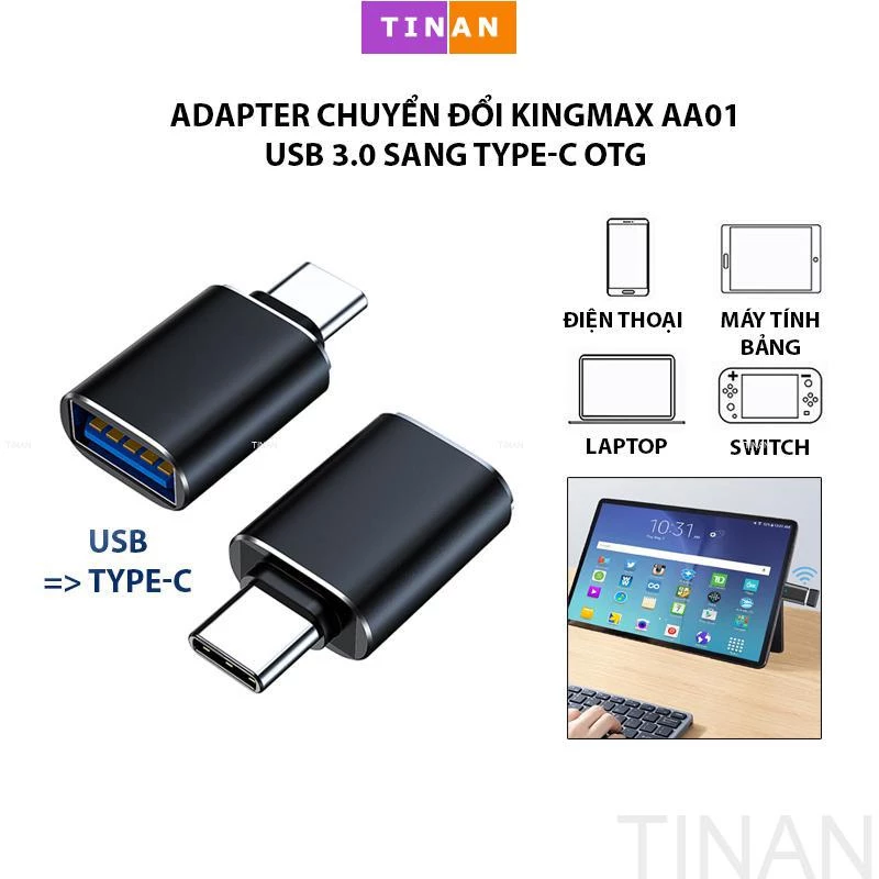 Adapter Chuyển Đổi Cổng USB3.0 Sang TypeC OTG  TINAN AA01, Dùng Cho Máy Tính, Điện Thoại