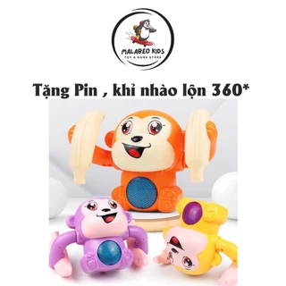 Đồ chơi con khỉ nhào lộn giải trí cho trẻ em, khỉ con xoay 360 độ có nhạc và đèn đáng yêu MALABEO KIDS