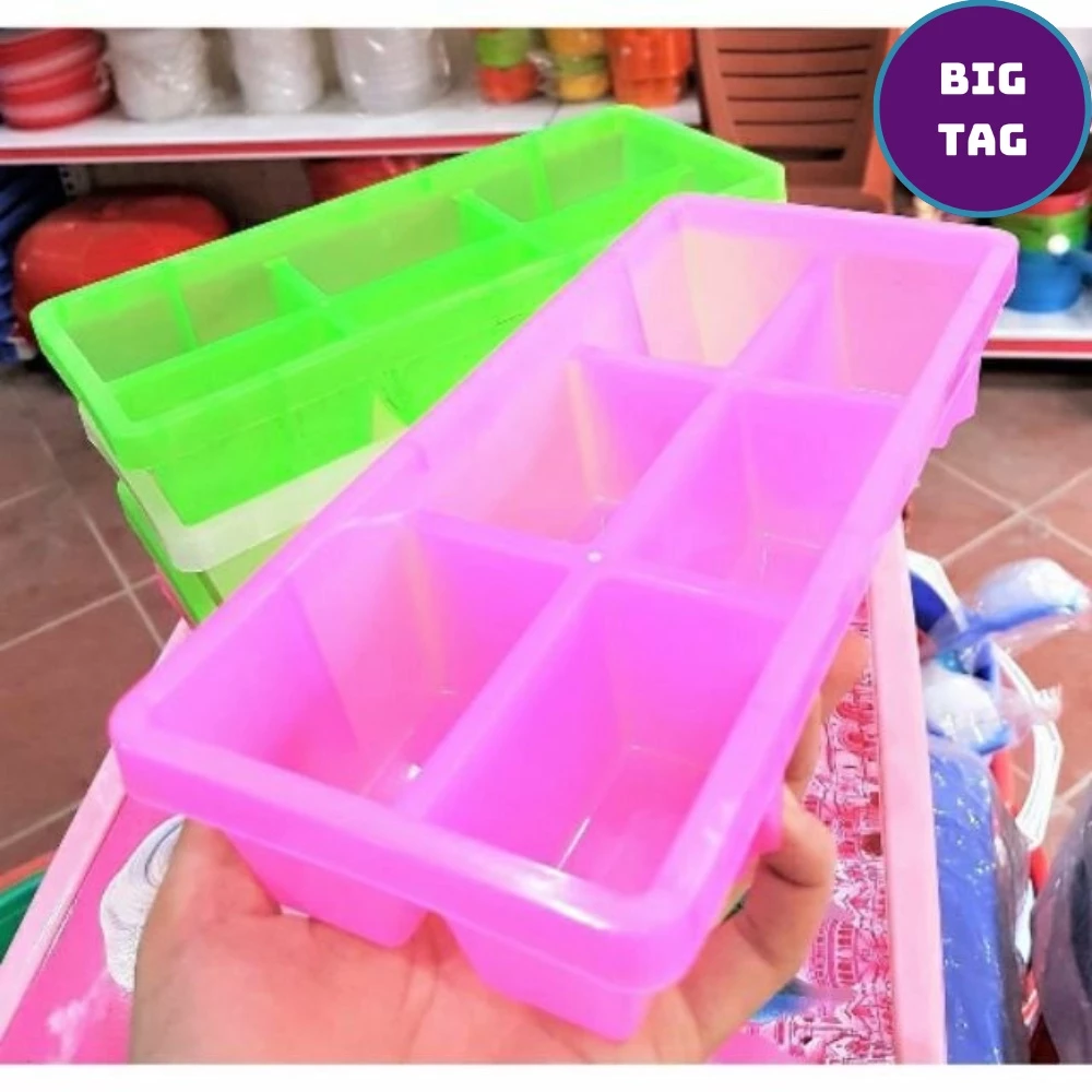 khay làm đá 6 viên to nhựa dẻo cao cấp, khuôn đá nhựa 6961