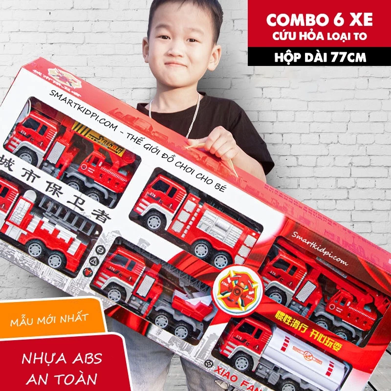 Bộ 6 xe cứu hỏa cỡ đại cao cấp cho bé,xe đồ chơi cứu hoả