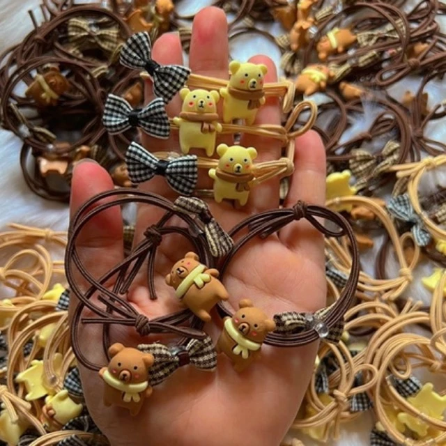 ( gấu khăn choàng random màu hoặc chọn ở tin nhắn ) Dây Cột Tóc Cao Su Co Giãn Phong Cách Hàn Quốc