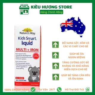 Siro Bổ Sung Sắt Và Multi Vitamin Cho Bé - Nature's Way Kids Smart Liquid Multi Iron 200ml - Hỗ Trợ Tăng Đề Kháng Cho Bé