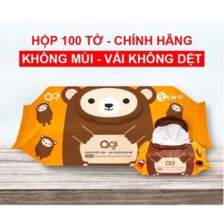 Khăn giấy ướt Agi không mùi 100 tờ - Khăn ướt Agi không hương dùng cho bé(chính hãng)