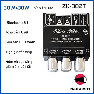 Mạch Wuzhi ZK-302T khuếch đại âm thanh bluetooth 30w*2 chỉnh âm sắc. Mã Ampli ZK-302T