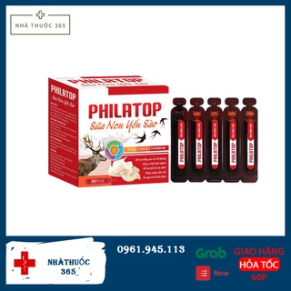 Philatop Sữa Non Yến Sào với thành phần, yến sào,hồng sâm, giúp giúp ăn ngủ ngon, nâng cao sức đề  kháng hộp 20 ống